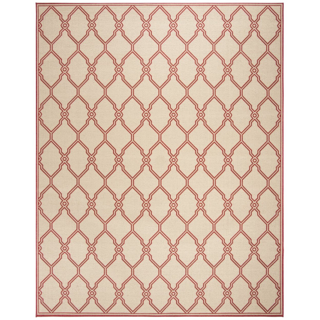 SAFAVIEH Outdoor LND124Q Linden Collection Red / Creme Rug Image 1