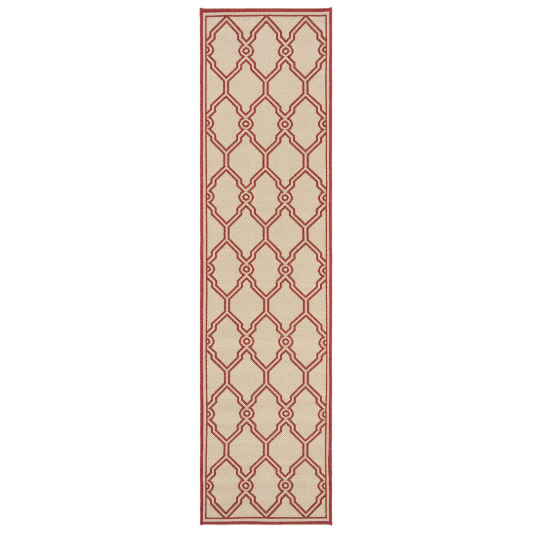 SAFAVIEH Outdoor LND124Q Linden Collection Red / Creme Rug Image 6