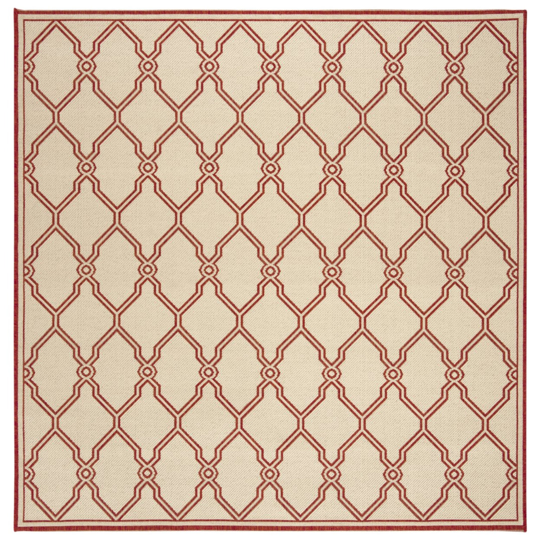 SAFAVIEH Outdoor LND124Q Linden Collection Red / Creme Rug Image 7