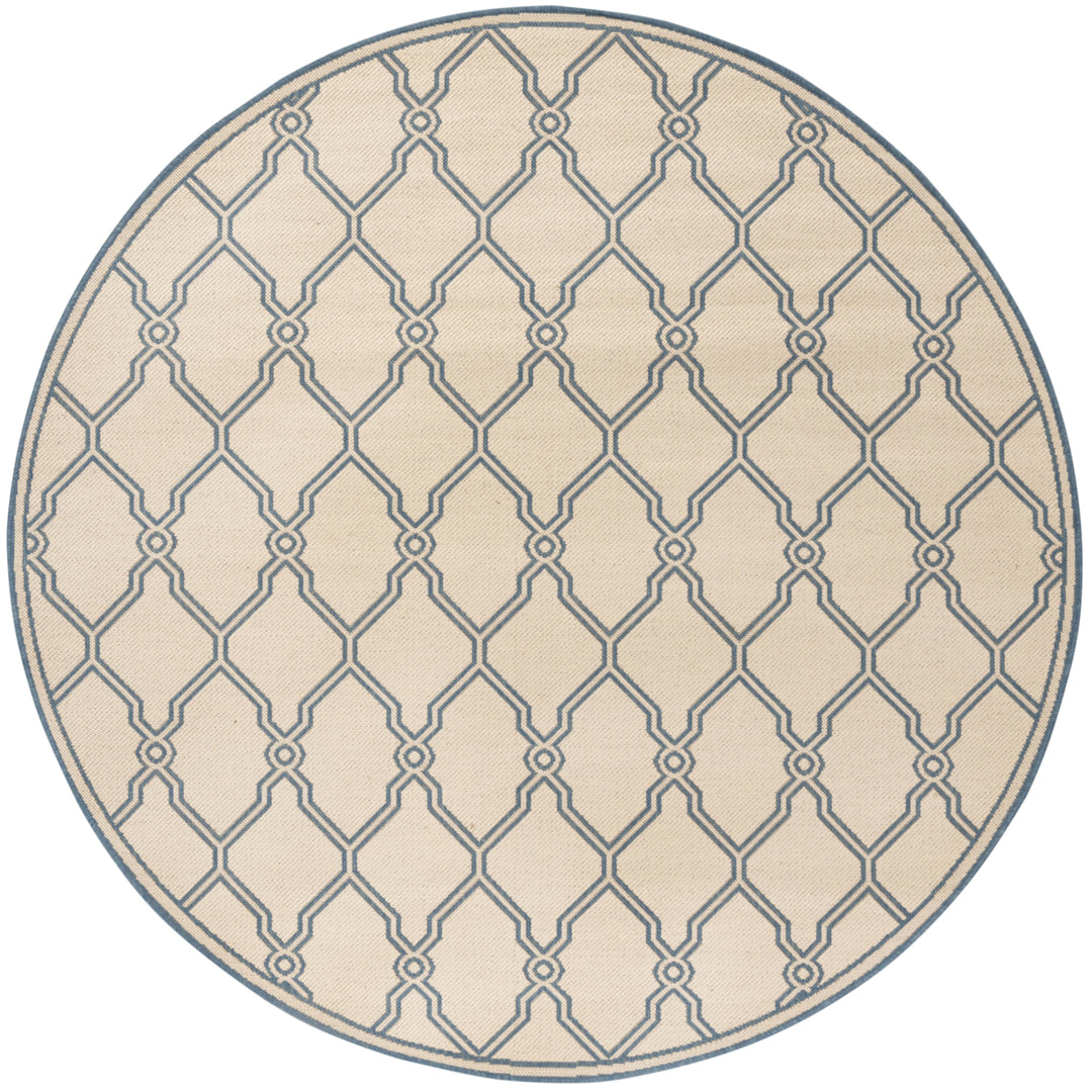 SAFAVIEH Outdoor LND124N Linden Collection Cream / Blue Rug Image 5