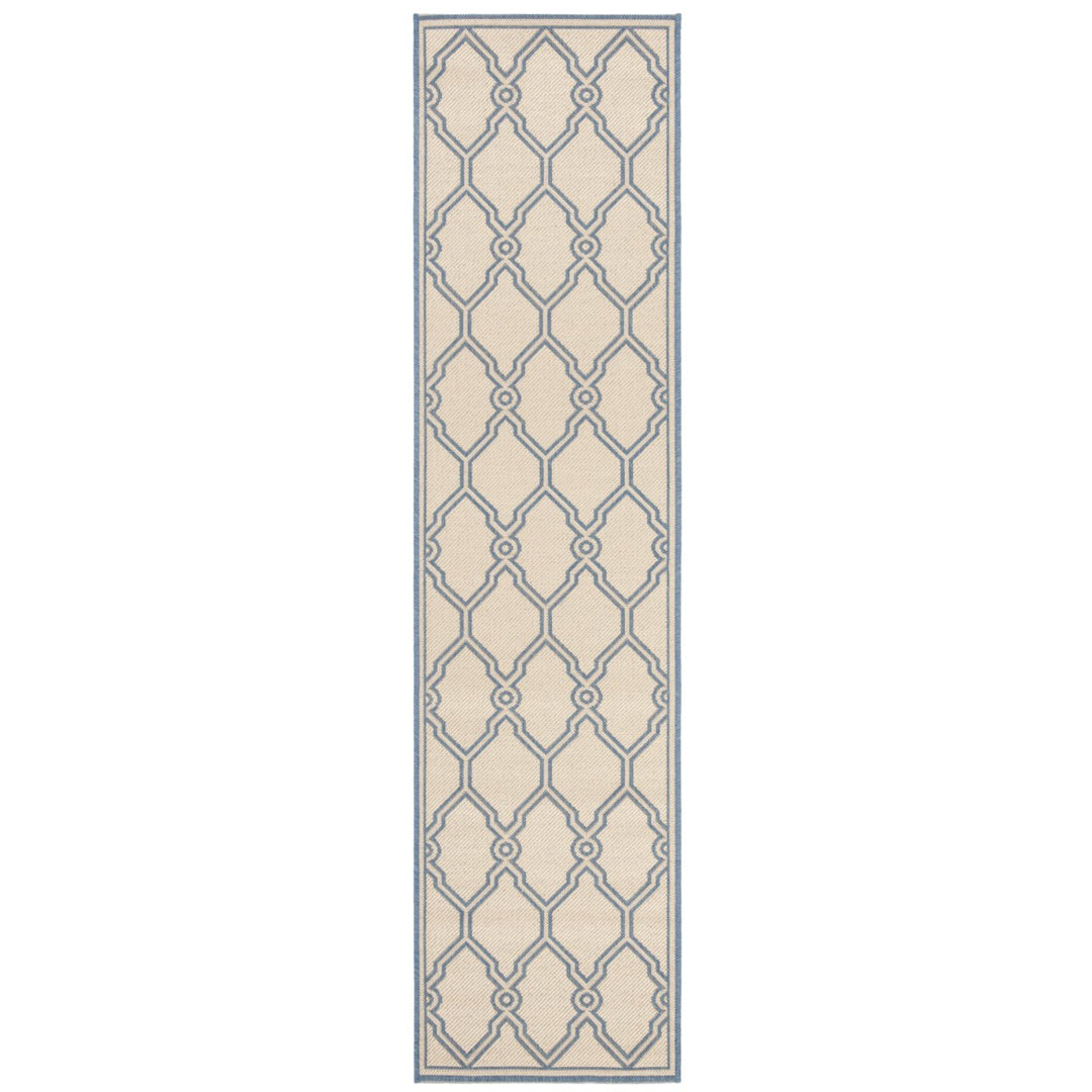 SAFAVIEH Outdoor LND124N Linden Collection Cream / Blue Rug Image 6