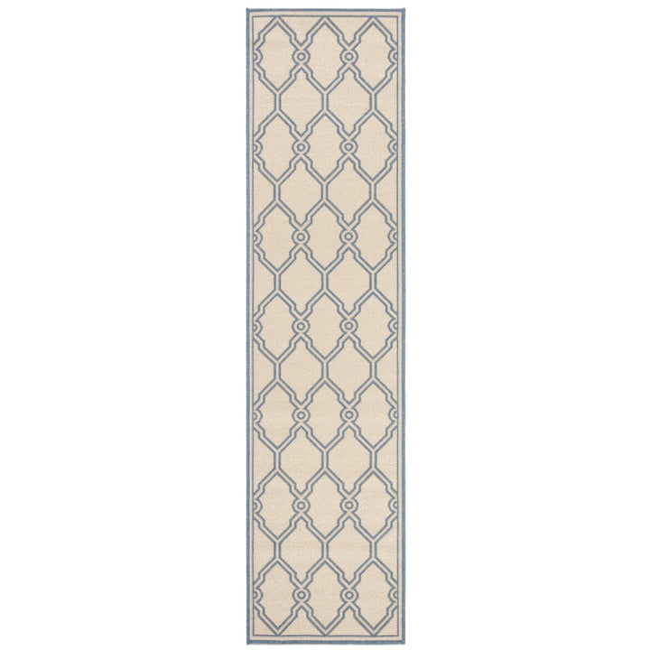 SAFAVIEH Outdoor LND124N Linden Collection Cream / Blue Rug Image 6