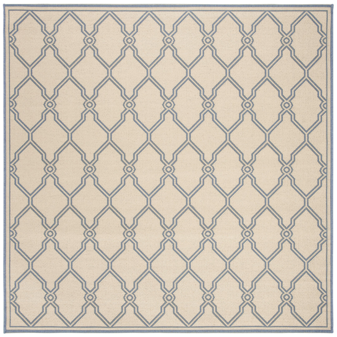 SAFAVIEH Outdoor LND124N Linden Collection Cream / Blue Rug Image 7