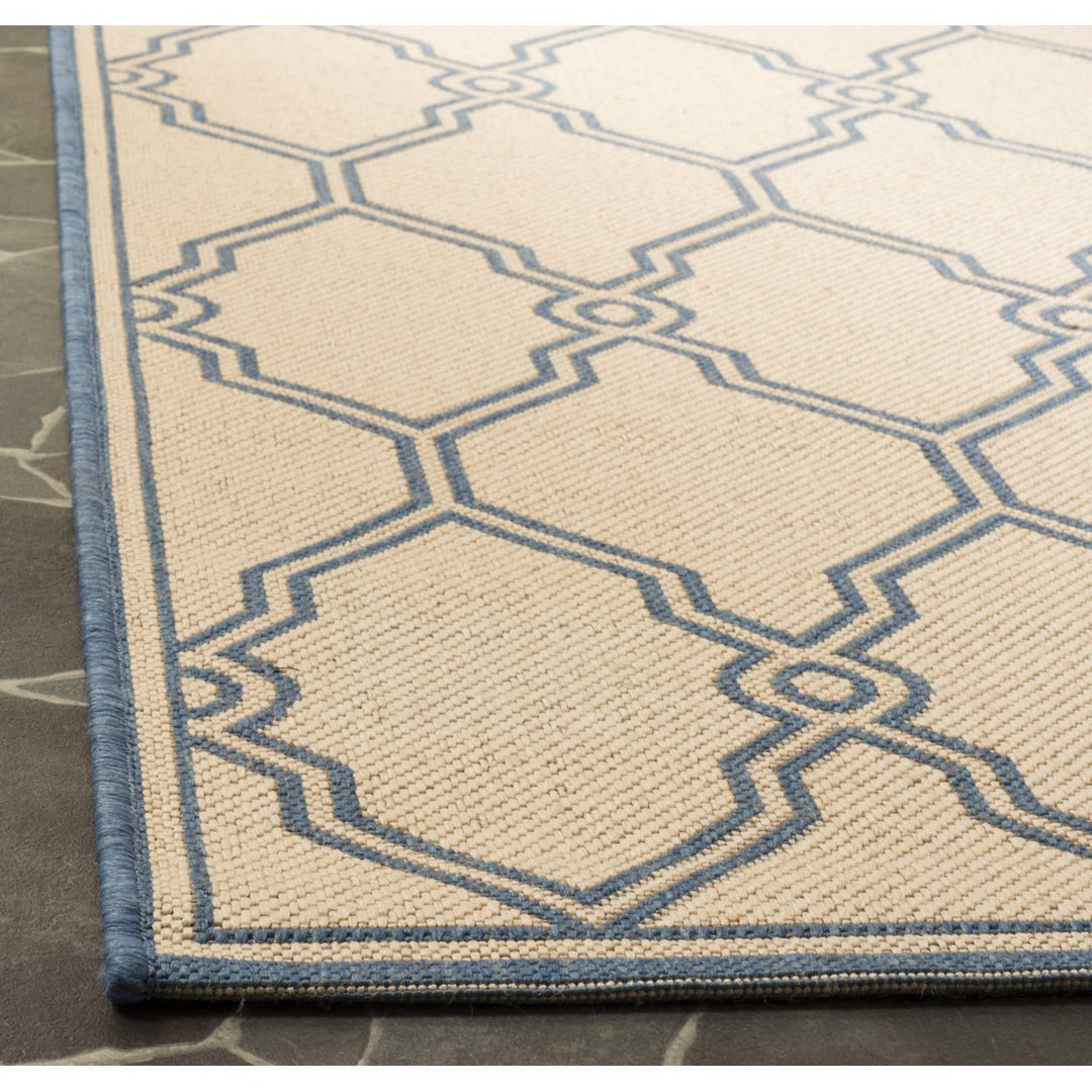 SAFAVIEH Outdoor LND124N Linden Collection Cream / Blue Rug Image 8