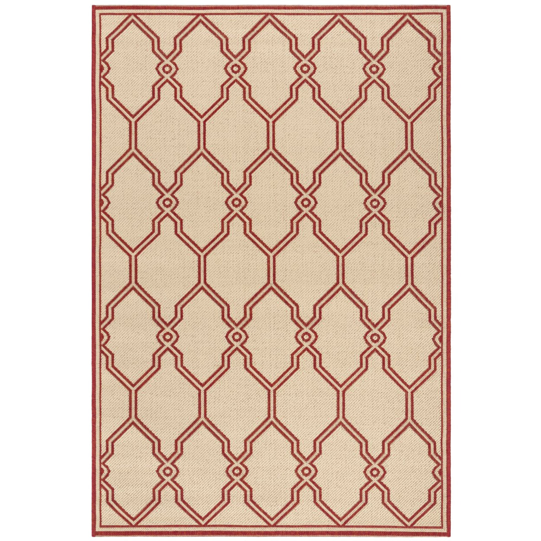 SAFAVIEH Outdoor LND124Q Linden Collection Red / Creme Rug Image 1