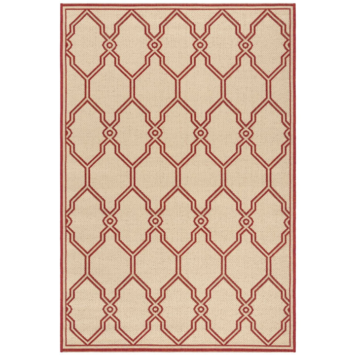 SAFAVIEH Outdoor LND124Q Linden Collection Red / Creme Rug Image 1