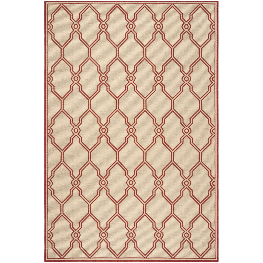 SAFAVIEH Outdoor LND124Q Linden Collection Red / Creme Rug Image 11