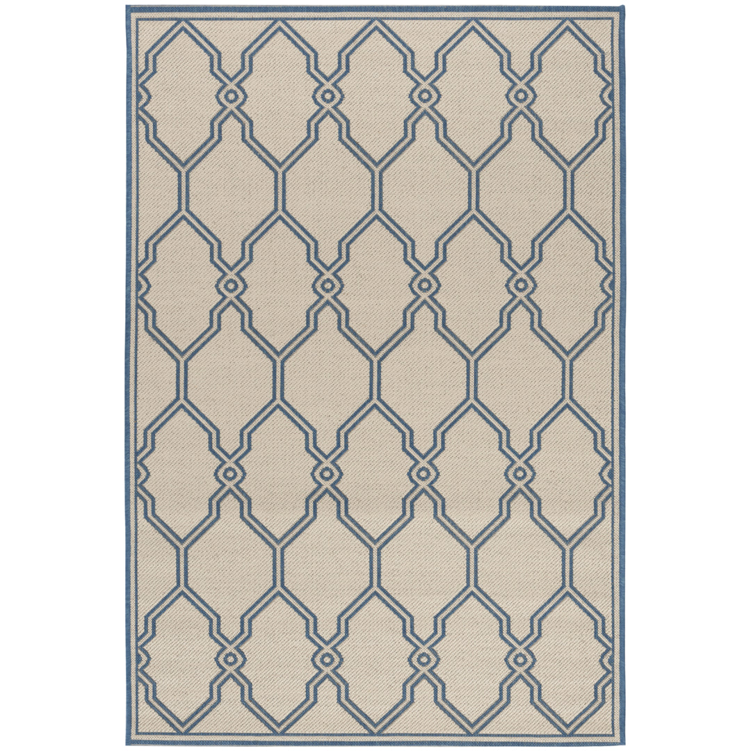 SAFAVIEH Outdoor LND124N Linden Collection Cream / Blue Rug Image 10