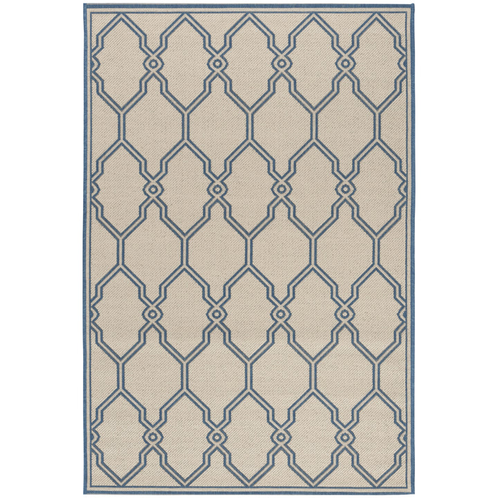 SAFAVIEH Outdoor LND124N Linden Collection Cream / Blue Rug Image 10