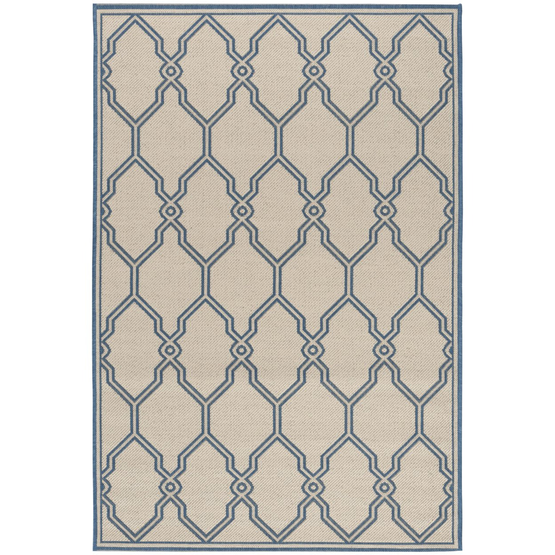 SAFAVIEH Outdoor LND124N Linden Collection Cream / Blue Rug Image 1