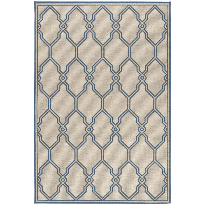 SAFAVIEH Outdoor LND124N Linden Collection Cream / Blue Rug Image 1