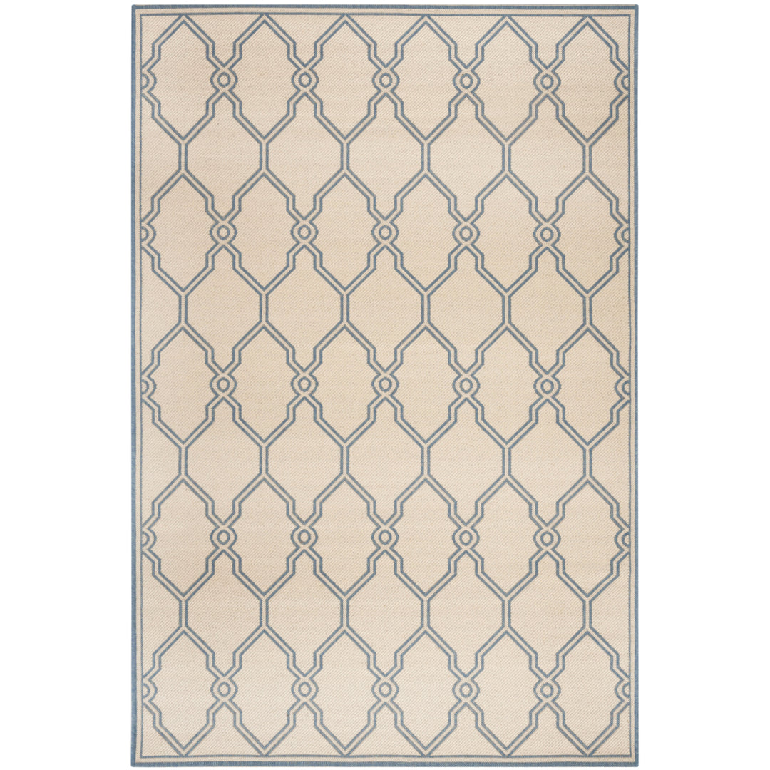 SAFAVIEH Outdoor LND124N Linden Collection Cream / Blue Rug Image 11