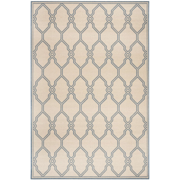 SAFAVIEH Outdoor LND124N Linden Collection Cream / Blue Rug Image 1