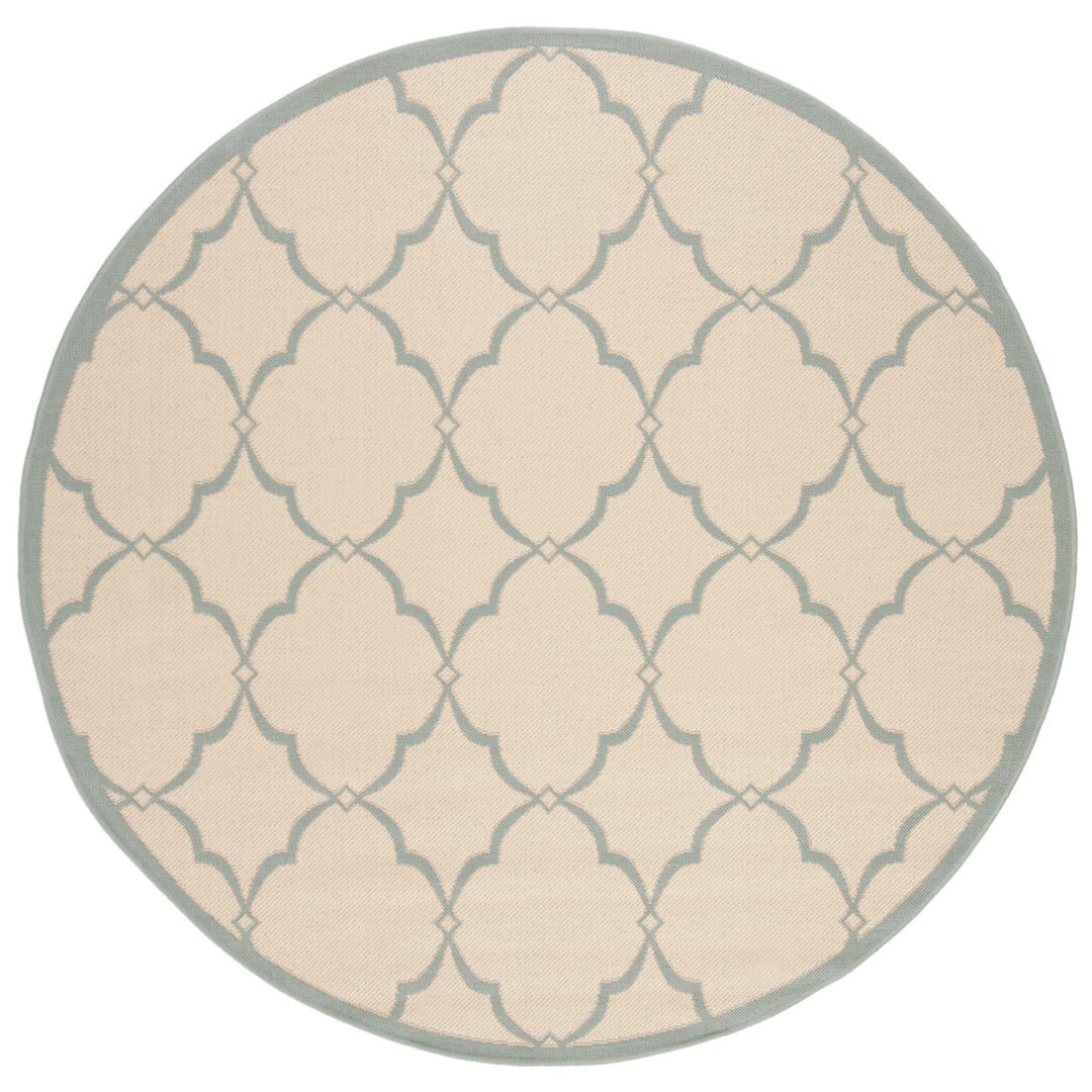 SAFAVIEH Outdoor LND125L Linden Collection Cream / Aqua Rug Image 1