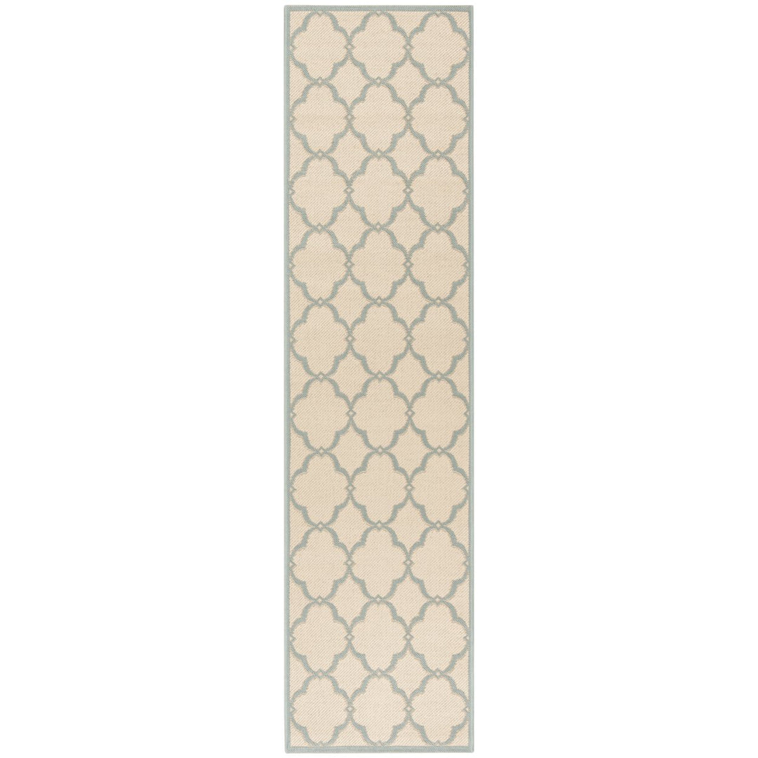 SAFAVIEH Outdoor LND125L Linden Collection Cream / Aqua Rug Image 1