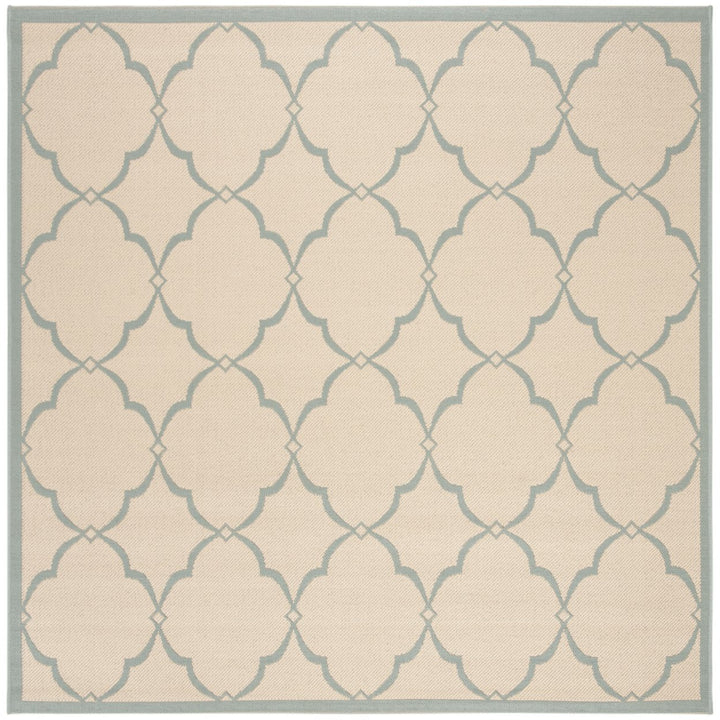 SAFAVIEH Outdoor LND125L Linden Collection Cream / Aqua Rug Image 1