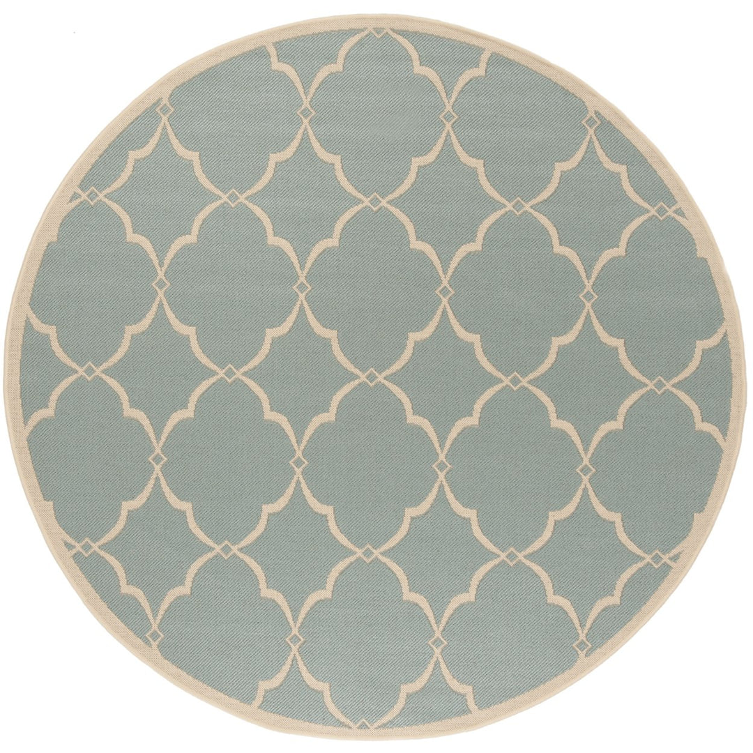 SAFAVIEH Outdoor LND125K Linden Collection Aqua / Cream Rug Image 1