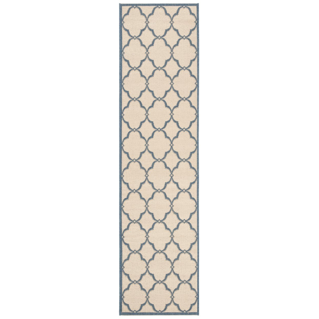 SAFAVIEH Outdoor LND125N Linden Collection Cream / Blue Rug Image 1