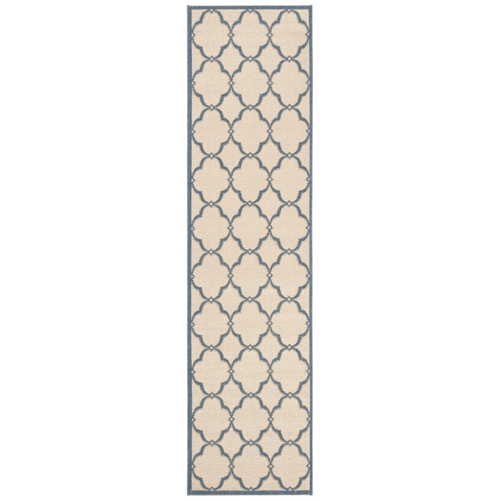 SAFAVIEH Outdoor LND125N Linden Collection Cream / Blue Rug Image 1