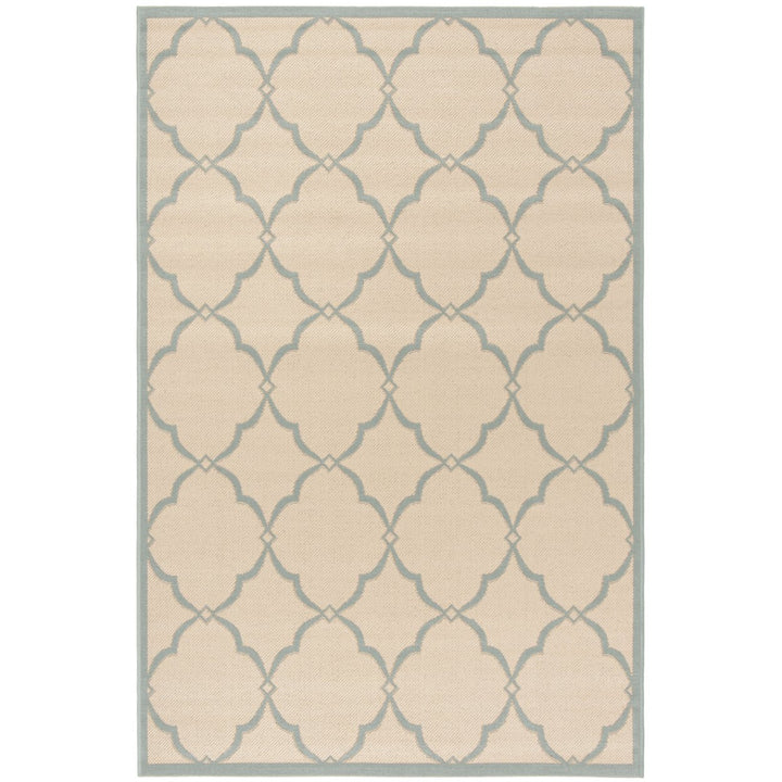 SAFAVIEH Outdoor LND125L Linden Collection Cream / Aqua Rug Image 1