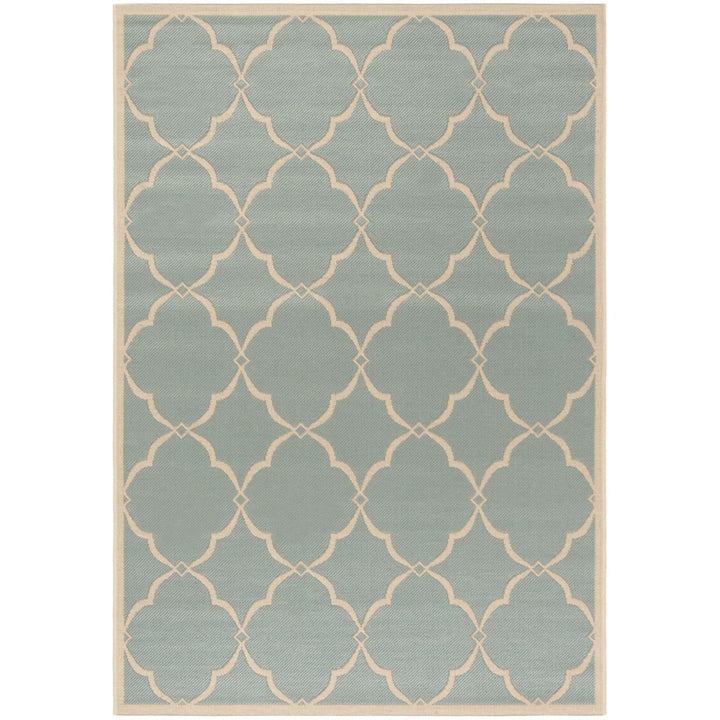 SAFAVIEH Outdoor LND125K Linden Collection Aqua / Cream Rug Image 1