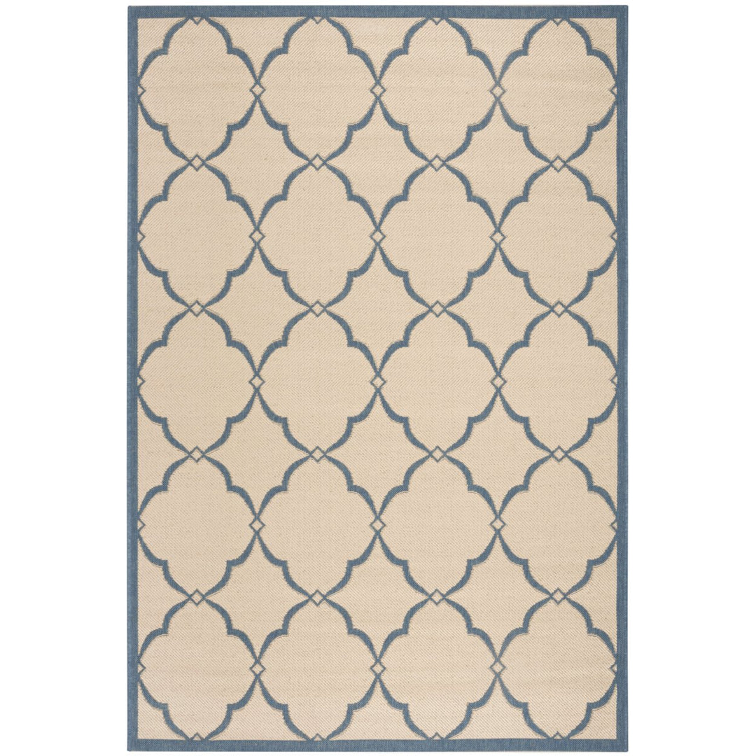 SAFAVIEH Outdoor LND125N Linden Collection Cream / Blue Rug Image 1