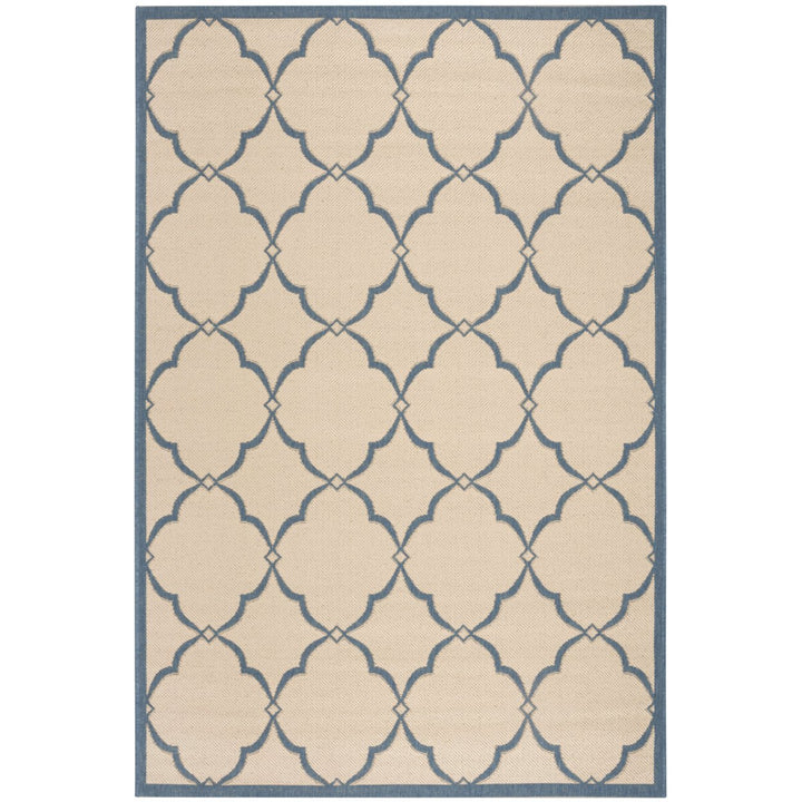 SAFAVIEH Outdoor LND125N Linden Collection Cream / Blue Rug Image 1