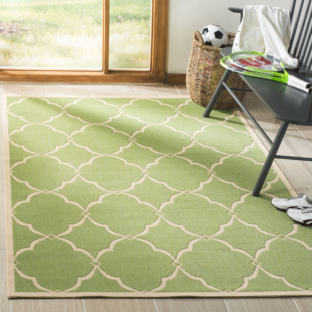 SAFAVIEH Outdoor LND125X Linden Collection Olive / Cream Rug Image 1