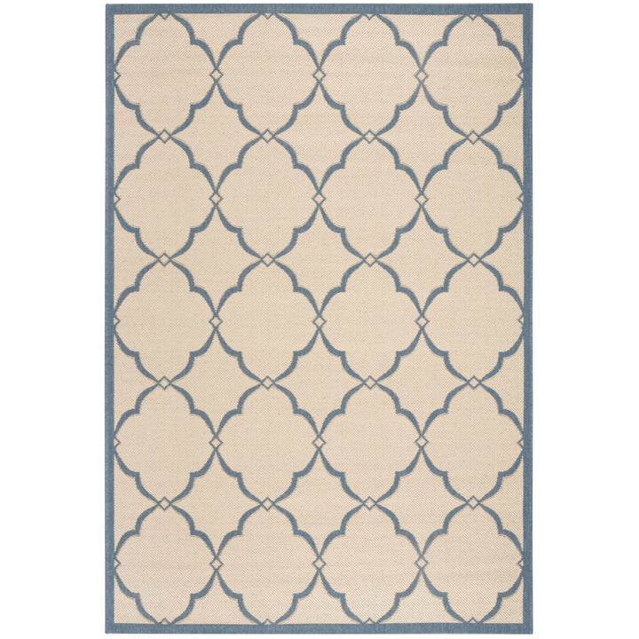 SAFAVIEH Outdoor LND125N Linden Collection Cream / Blue Rug Image 11