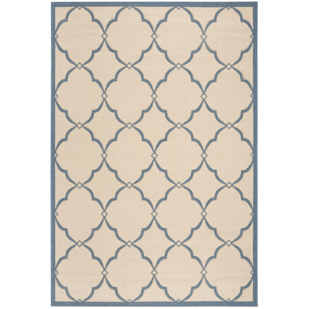 SAFAVIEH Outdoor LND125N Linden Collection Cream / Blue Rug Image 1