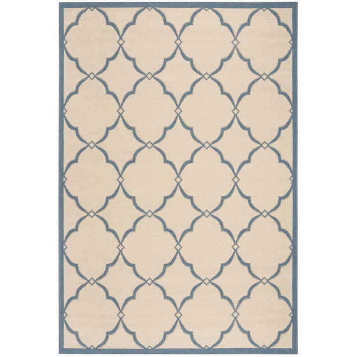 SAFAVIEH Outdoor LND125N Linden Collection Cream / Blue Rug Image 1