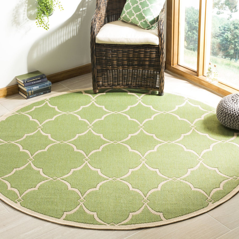 SAFAVIEH Outdoor LND125X Linden Collection Olive / Cream Rug Image 2