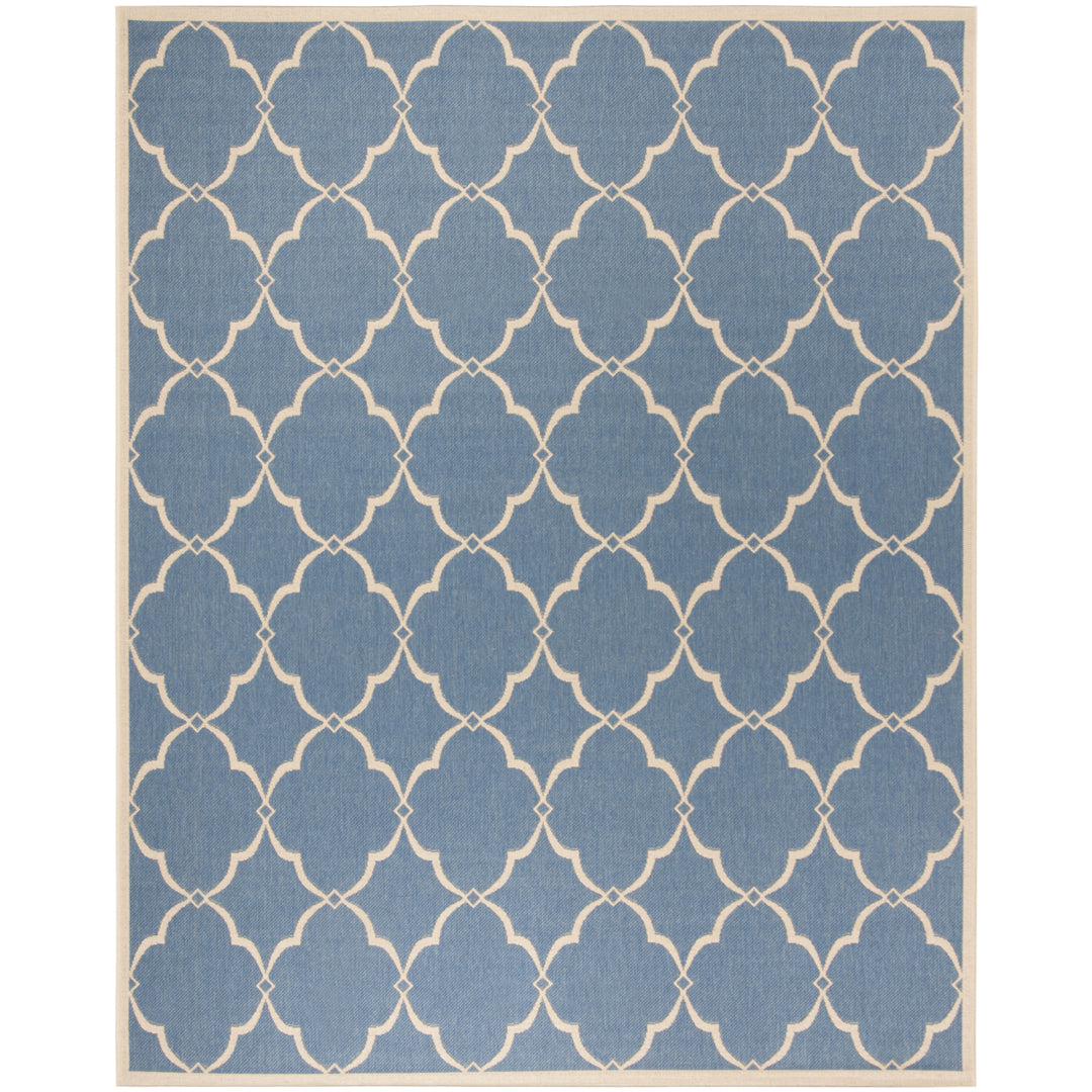 SAFAVIEH Outdoor LND125M Linden Collection Blue / Creme Rug Image 4