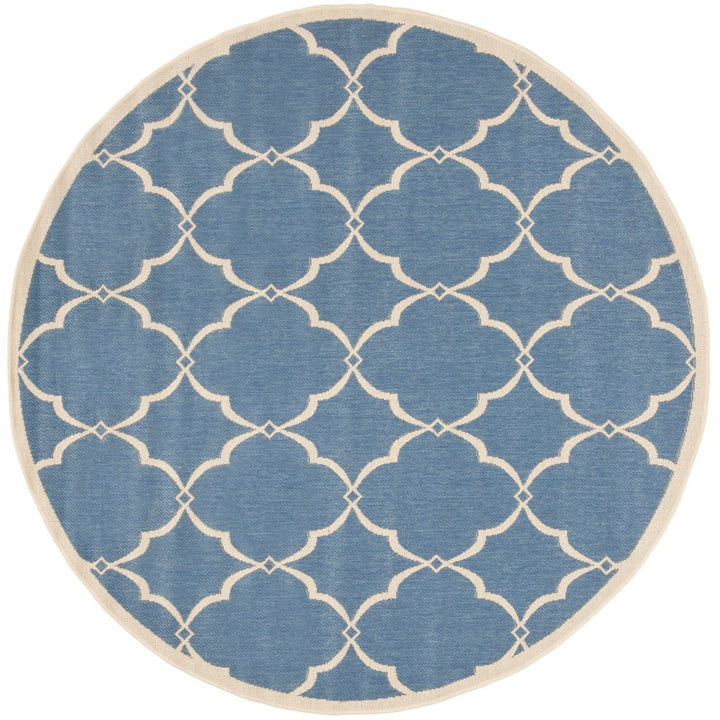 SAFAVIEH Outdoor LND125M Linden Collection Blue / Creme Rug Image 5