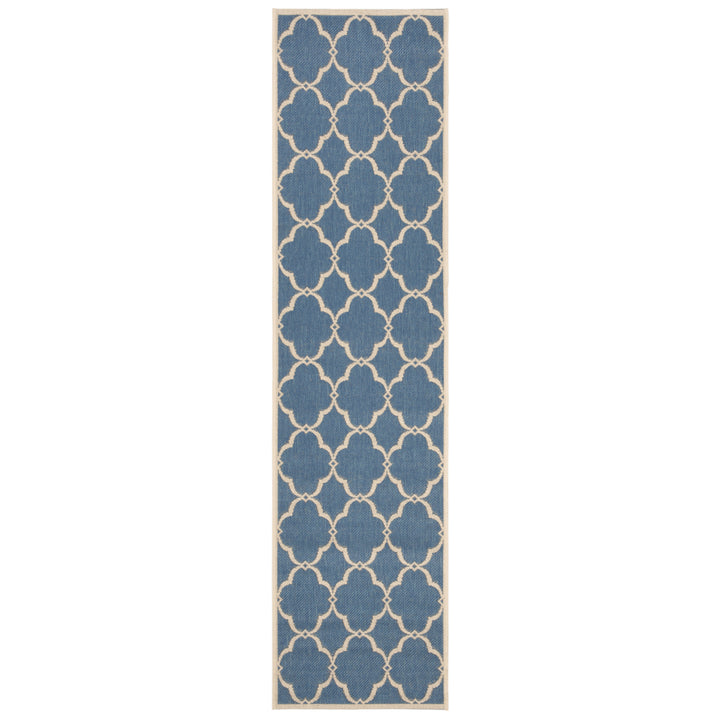 SAFAVIEH Outdoor LND125M Linden Collection Blue / Creme Rug Image 6