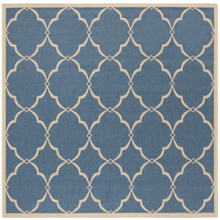 SAFAVIEH Outdoor LND125M Linden Collection Blue / Creme Rug Image 7