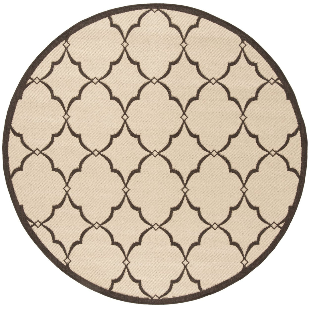 SAFAVIEH Outdoor LND125U Linden Collection Creme / Brown Rug Image 1