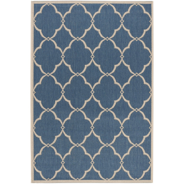 SAFAVIEH Outdoor LND125M Linden Collection Blue / Creme Rug Image 10