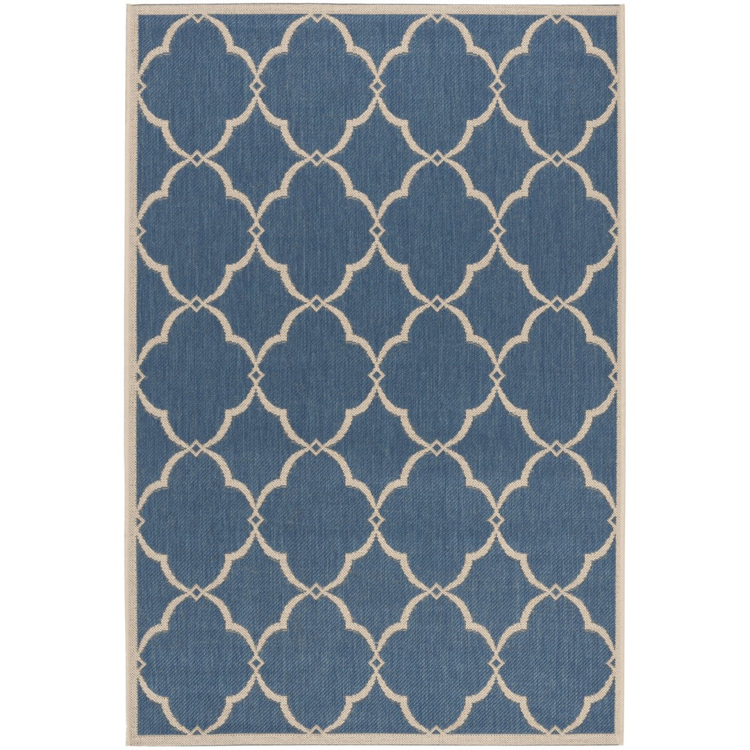 SAFAVIEH Outdoor LND125M Linden Collection Blue / Creme Rug Image 1