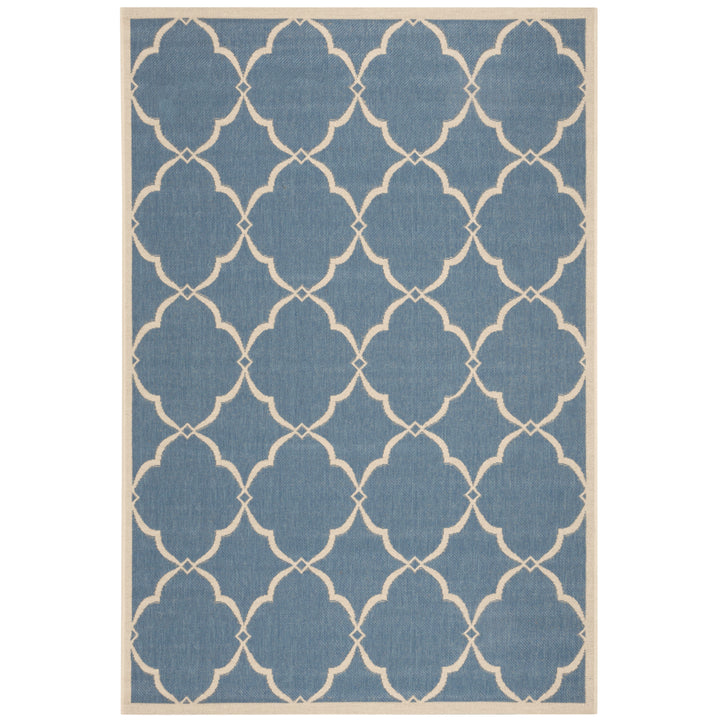 SAFAVIEH Outdoor LND125M Linden Collection Blue / Creme Rug Image 11