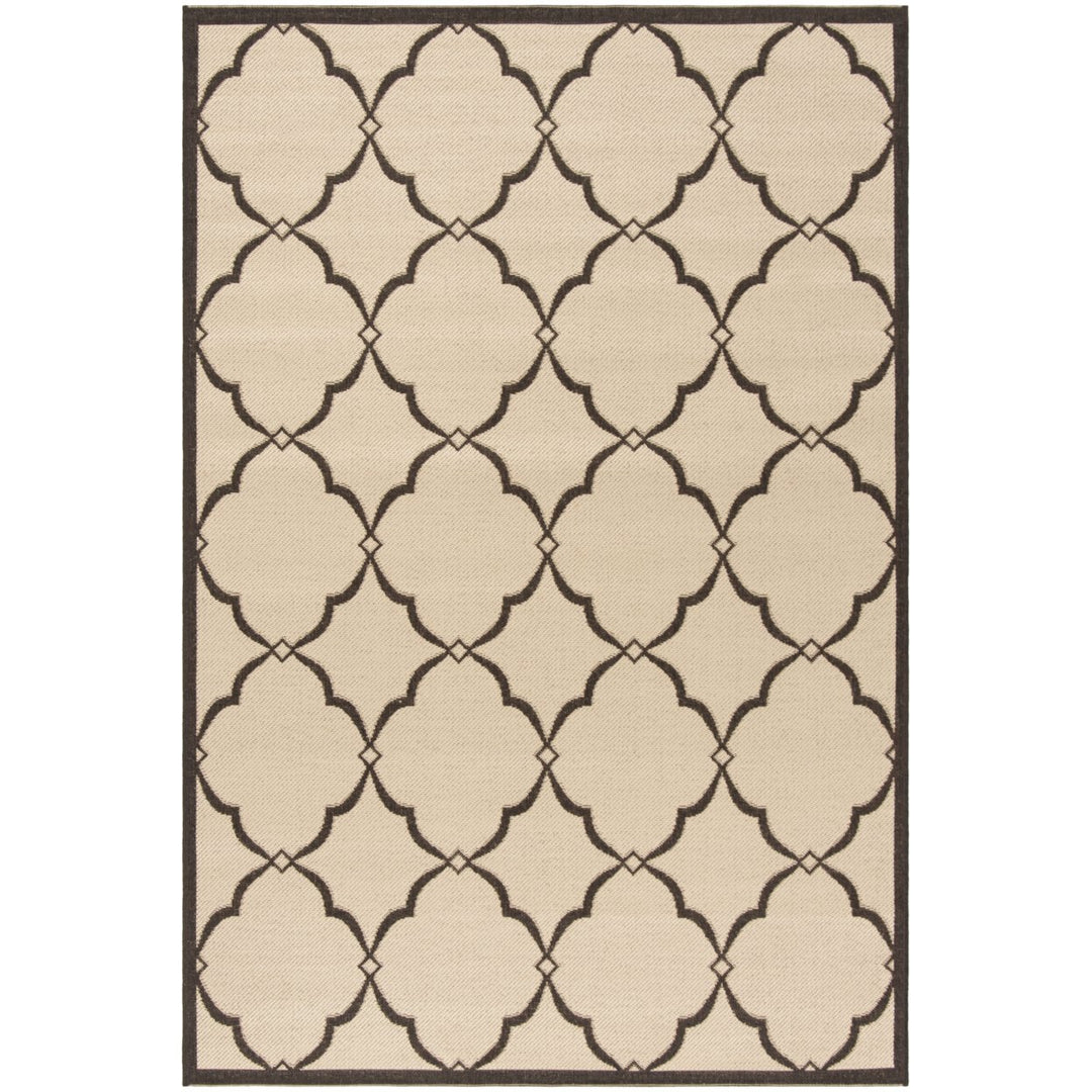 SAFAVIEH Outdoor LND125U Linden Collection Creme / Brown Rug Image 1