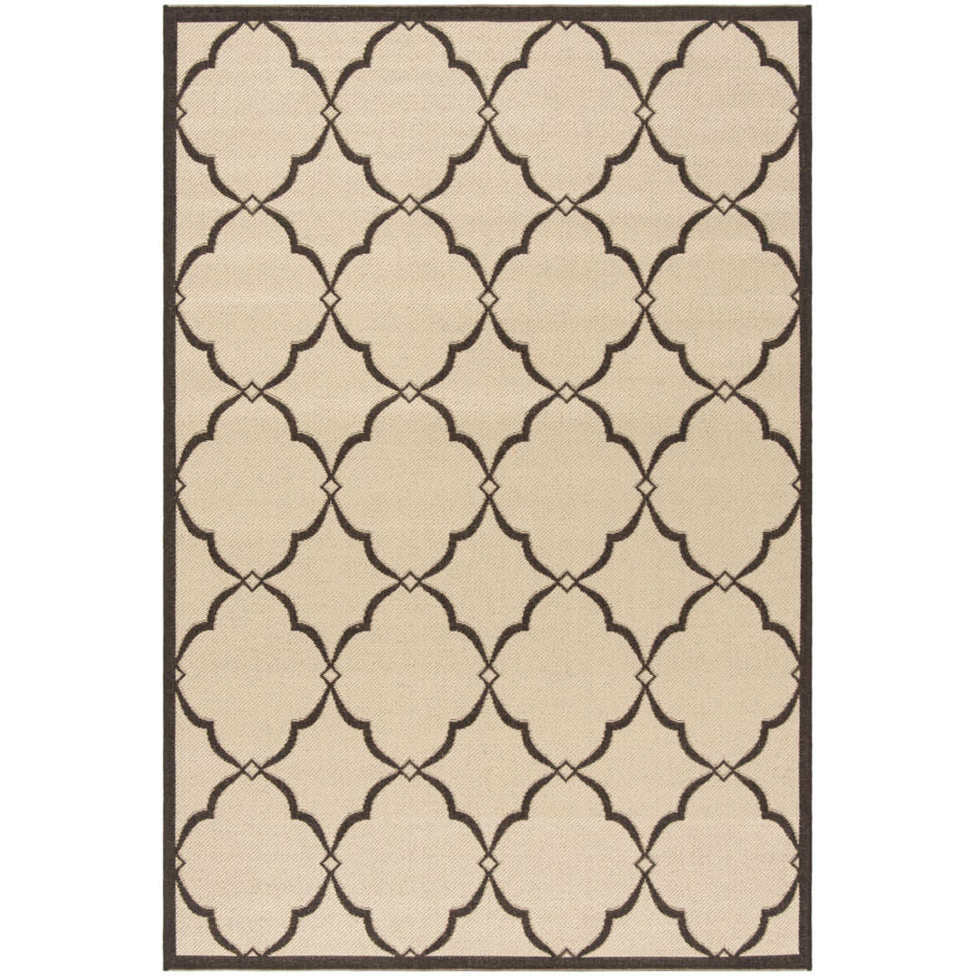 SAFAVIEH Outdoor LND125U Linden Collection Creme / Brown Rug Image 1