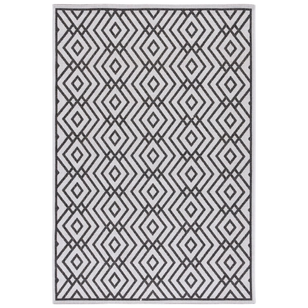 SAFAVIEH Outdoor LND126A Linden Light Grey / Charcoal Rug Image 9