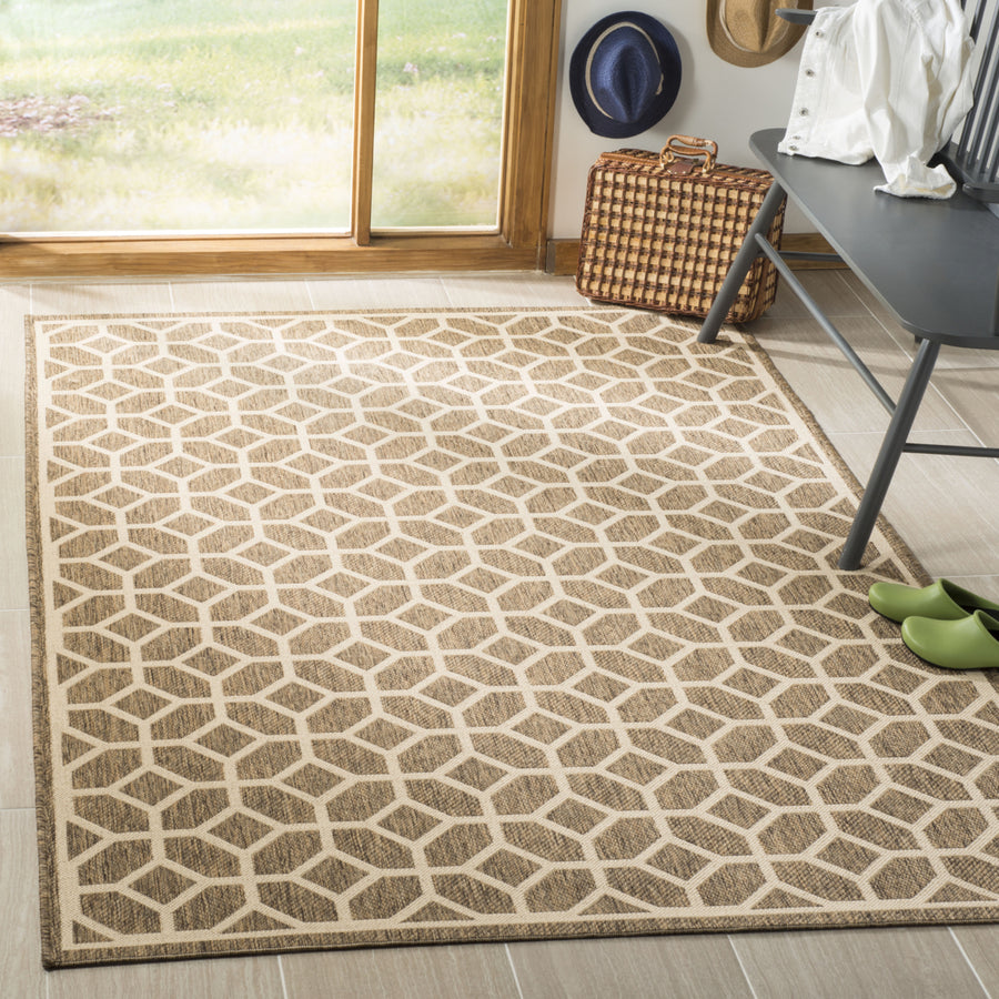 SAFAVIEH Outdoor LND127D Linden Collection Beige / Cream Rug Image 1