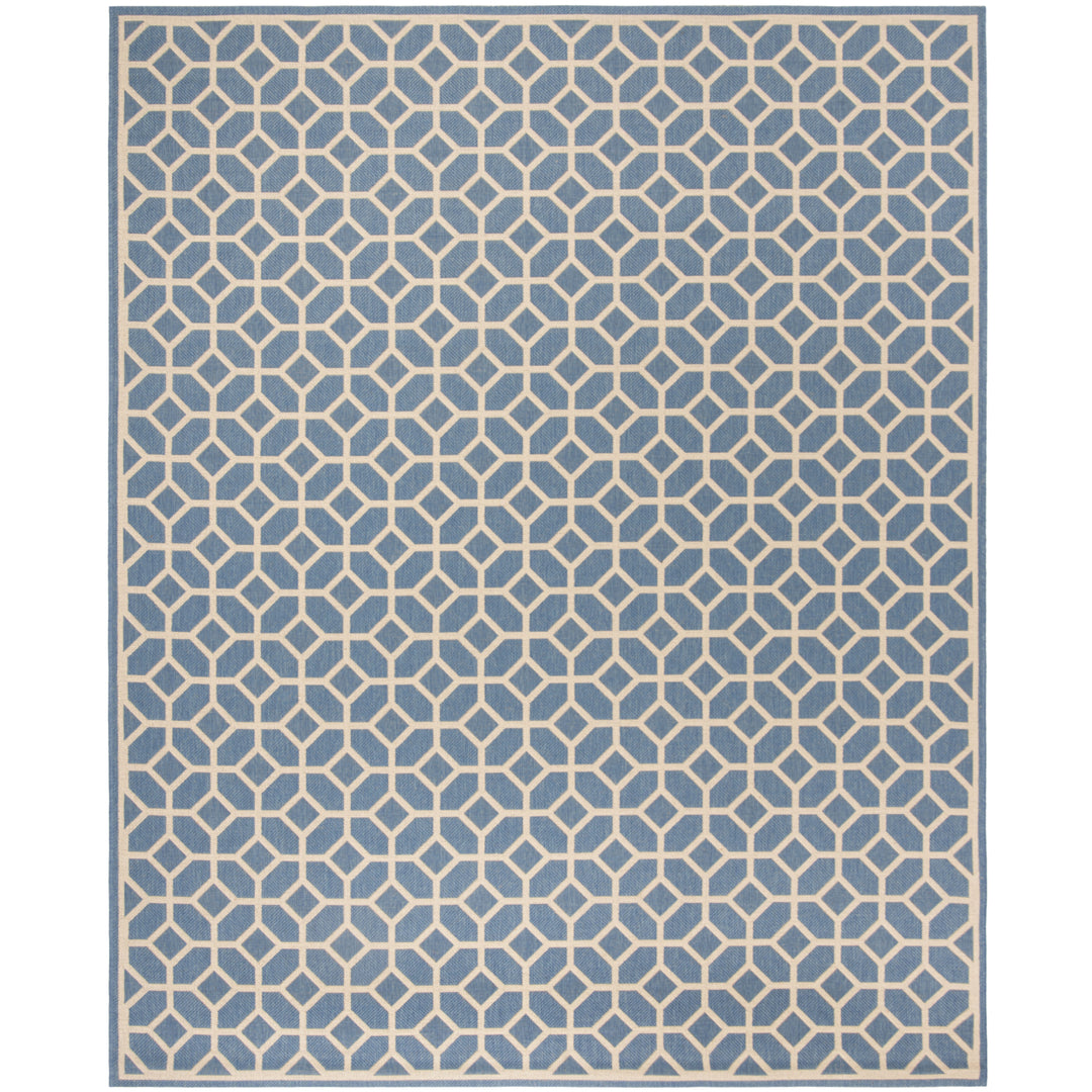 SAFAVIEH Outdoor LND127M Linden Collection Blue / Creme Rug Image 4