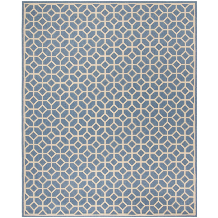 SAFAVIEH Outdoor LND127M Linden Collection Blue / Creme Rug Image 4