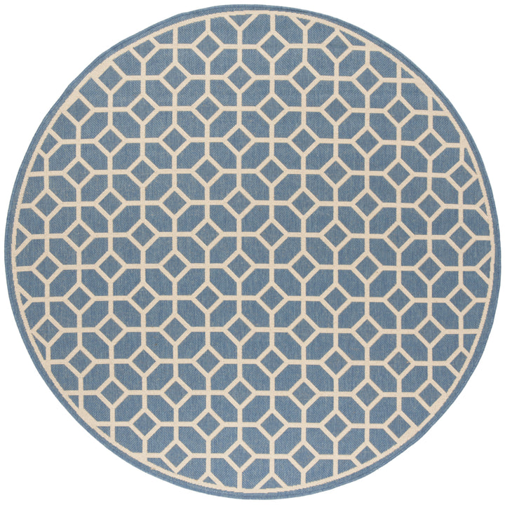 SAFAVIEH Outdoor LND127M Linden Collection Blue / Creme Rug Image 5