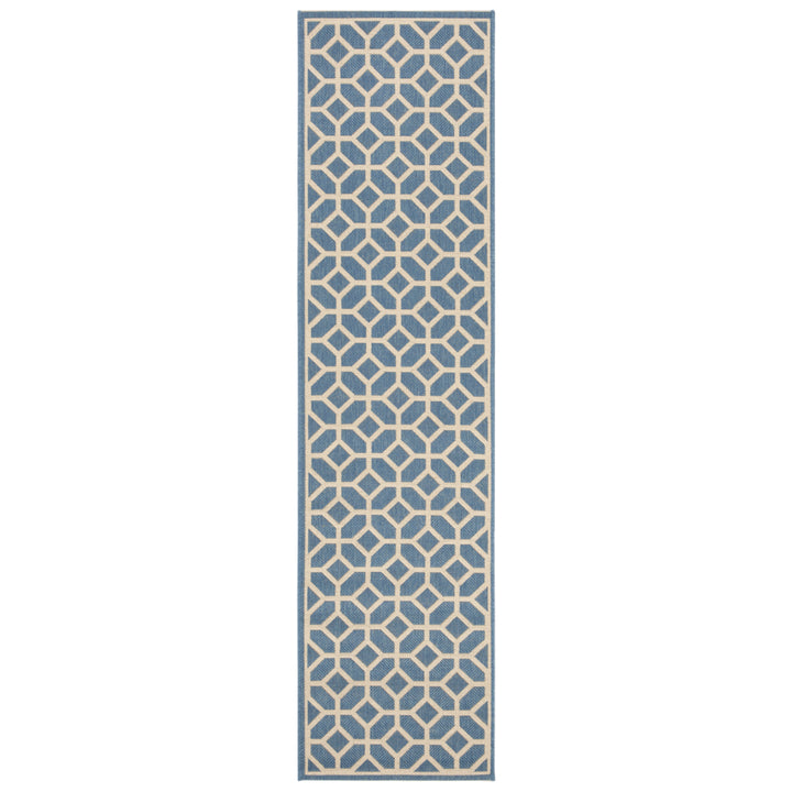 SAFAVIEH Outdoor LND127M Linden Collection Blue / Creme Rug Image 6