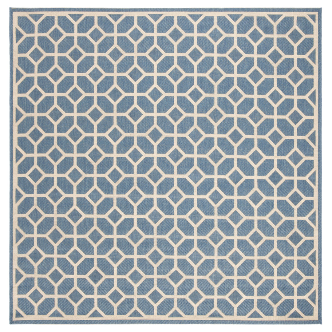 SAFAVIEH Outdoor LND127M Linden Collection Blue / Creme Rug Image 7