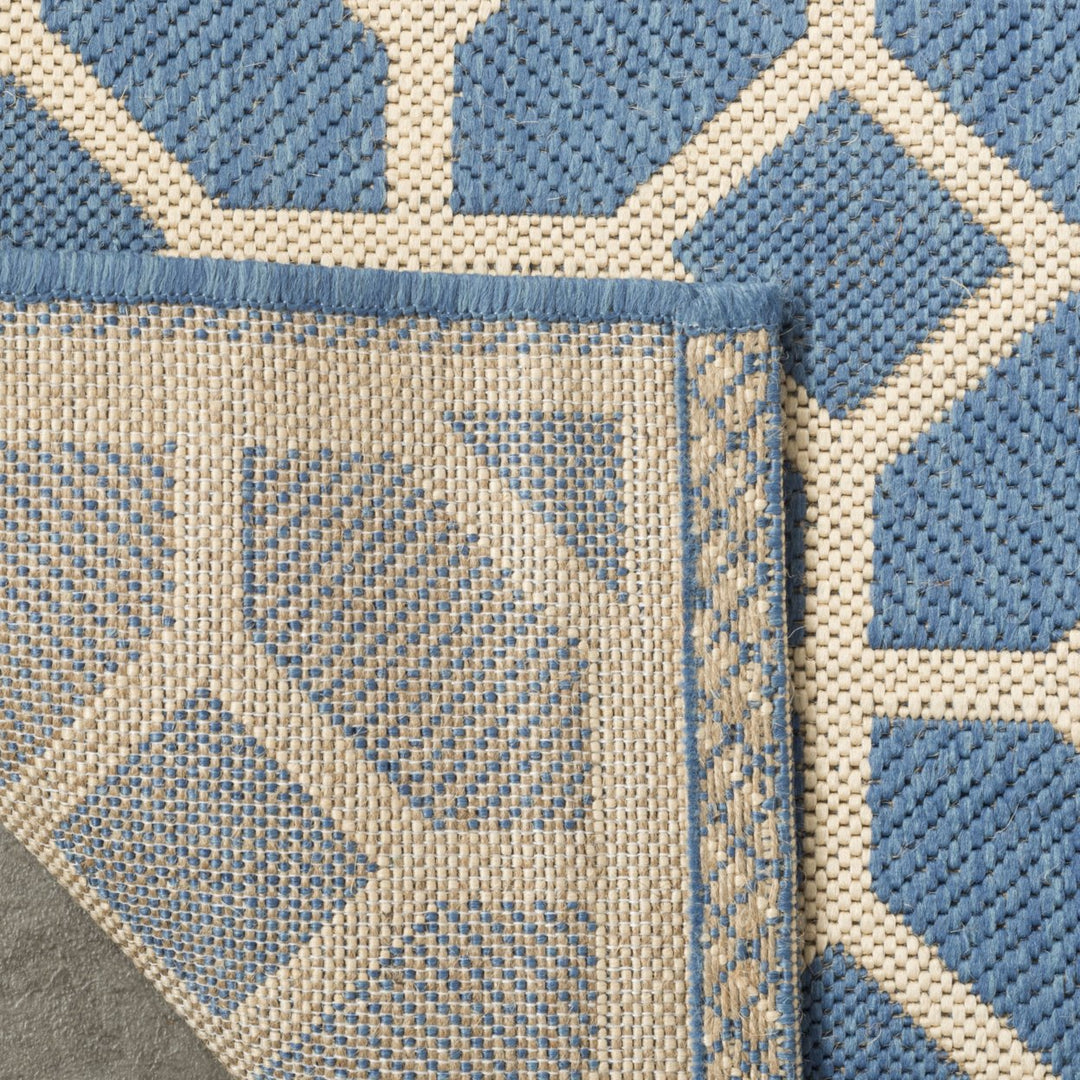 SAFAVIEH Outdoor LND127M Linden Collection Blue / Creme Rug Image 9